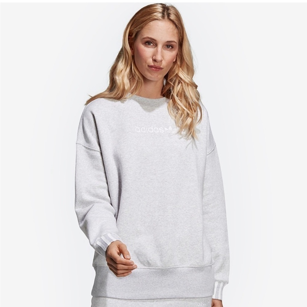 adidas Light Gray Crewneck Sweatshirt for Women